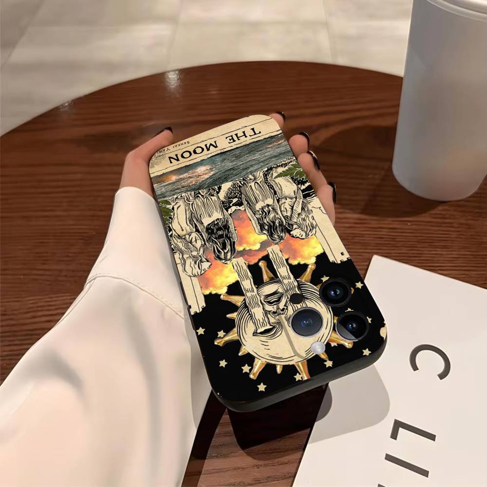 Tarot Phone Case For iPhone 17,16,15,14,13,12,11,Pro,X,XS,Max,Plus,Soft Black Cover