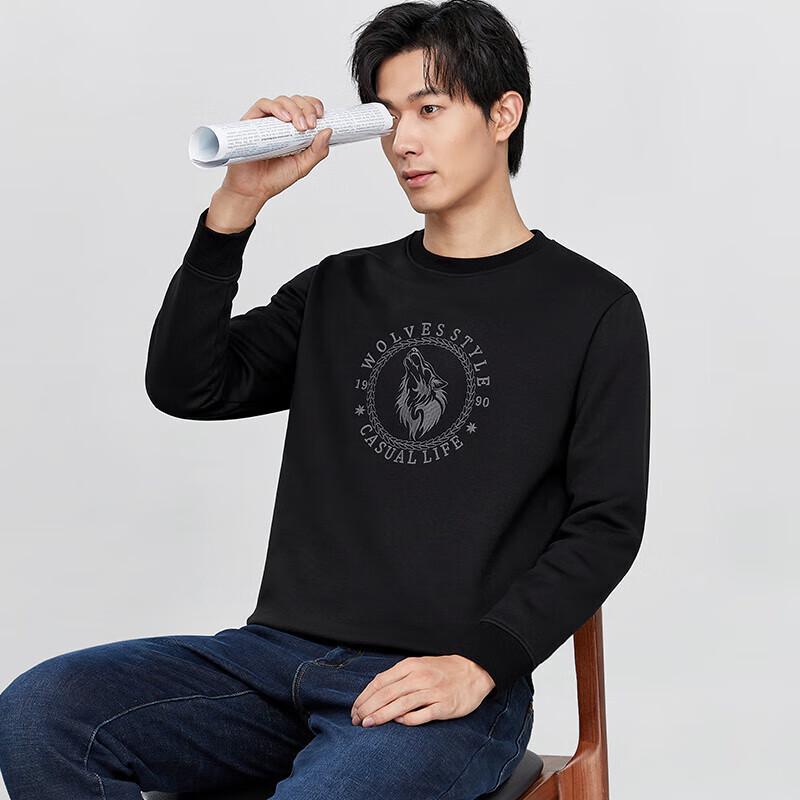 Seven Wolves Men's Fleece-Lined Embroidered Wolf Head Sweatshirt