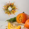 45cm Artificial Fall Wreath with Daisies Fall Leaves Rice Ear Autumn Harvest Door Wreath for Outside Festival Farmhouse