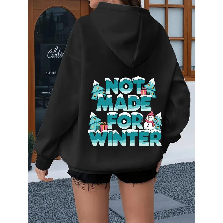 Women's Fashion Casual Winter Cartoon Print Hoodie - Unique Back Cap Design with Kangaroo Pocket, Cozy Long Sleeve Pullover for Outdoor Sports