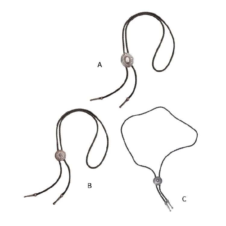 Men's Western Vintage Flower Pattern Metal Pendant Bolo Tie Adjustable Leather Rope Necktie Jewelry Necklace Shirt Chain