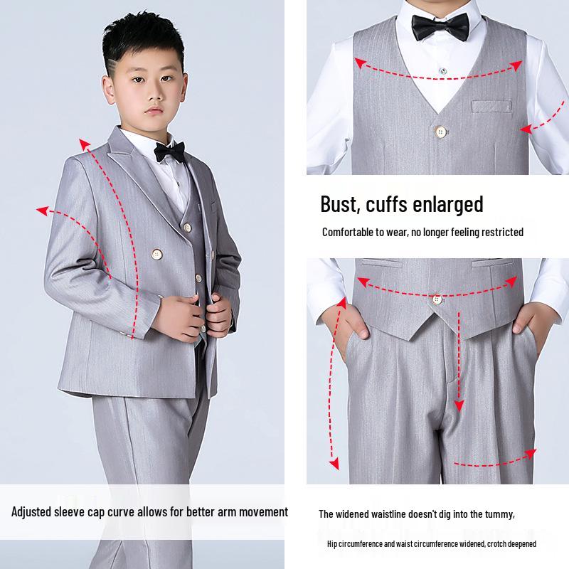Children's Autumn Formal Wear: British-Style Blazer and Suit Set for Boys, Ideal for Weddings and Performances