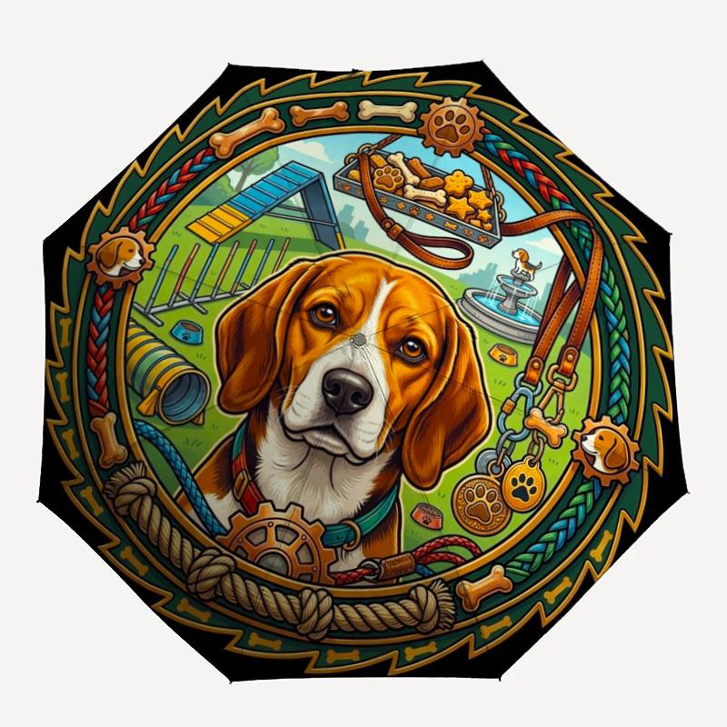 Dog Agility Championship pattern umbrella, portable and foldable design, 8 ribs, a casual accessory for Halloween, Christmas, and birthday gifts.