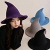 Solid Color Halloween Witch Hat Wool Knit Pointed Hat Wacky Halloween Party Hat  Masquerade