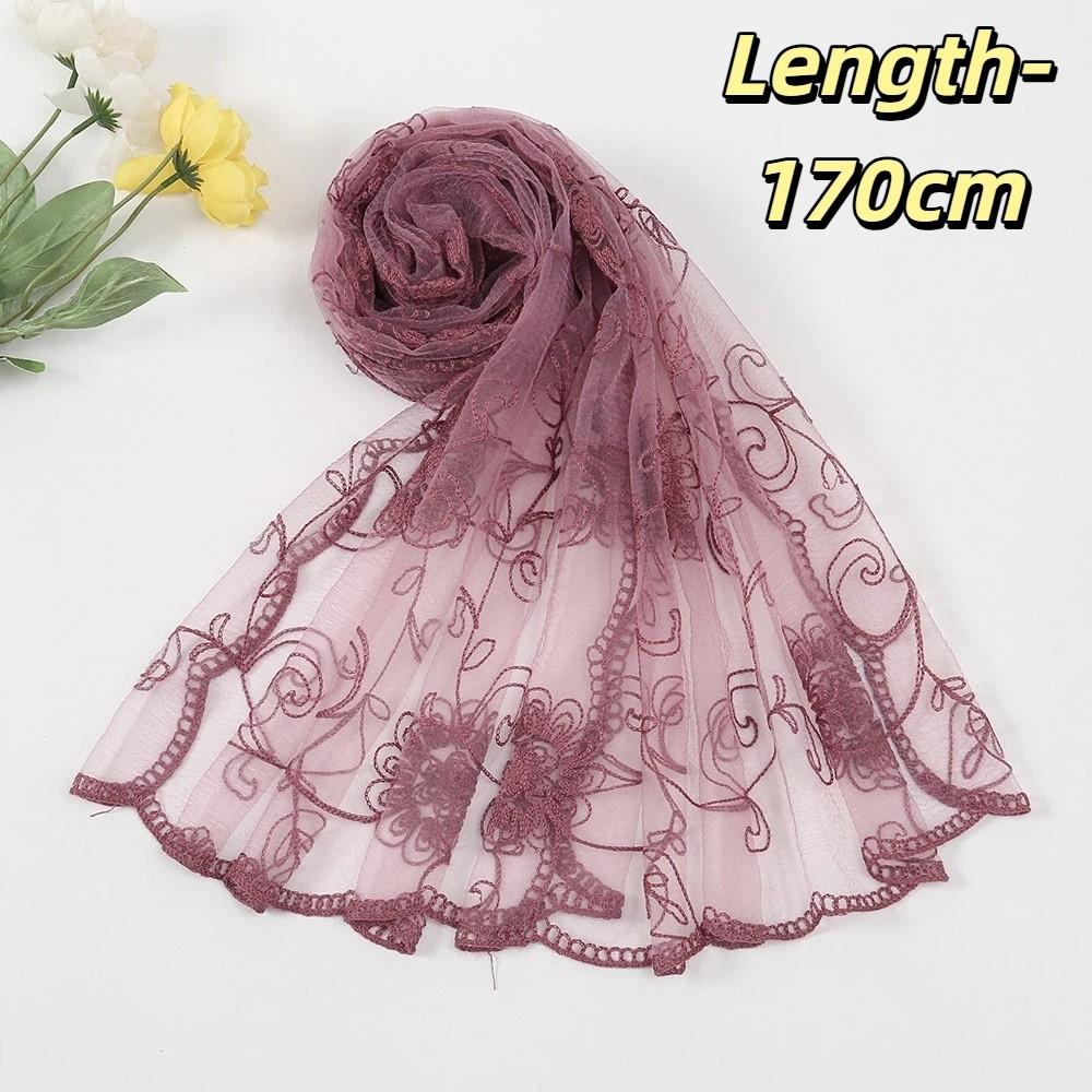 Flower Pattern Retro Scarf Elegant Embroidered Flower Scarf New Lace Scarf  Casual Wear