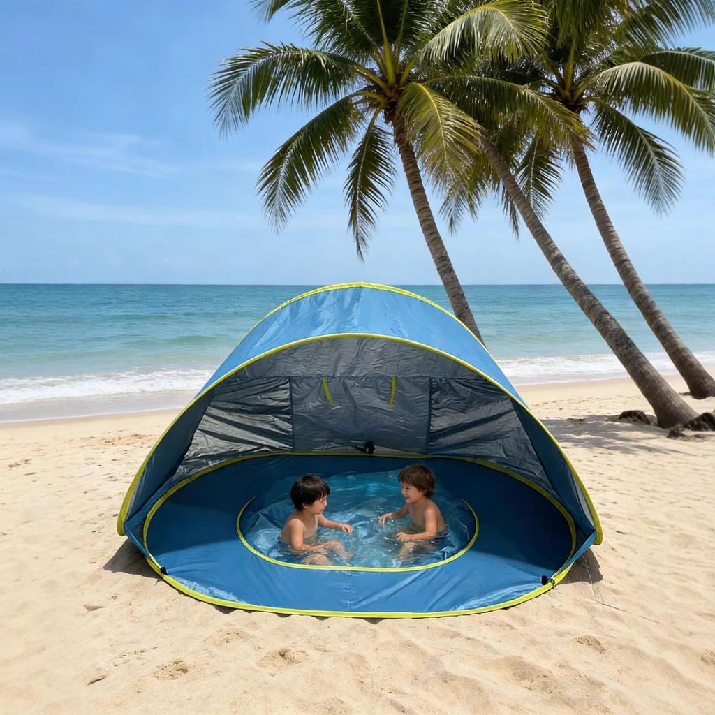 Cross-border Large Children's Beach Tent with Sunshade & Quick-open Folding Pool