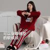 Half Fleece Pajamas Women'S Autumn And Winter Fleece Thickened Coral Fleece Warm Cute Cartoon Loungewear Set