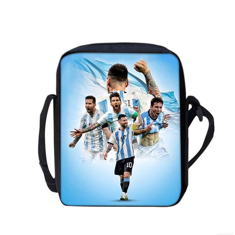 Voetbalster Schooltassen Telefoon Tas Boodschappentas M-Messi Bedrukt Leren, Reizen Schouder Messenger Bag Handtas Beste Cadeau