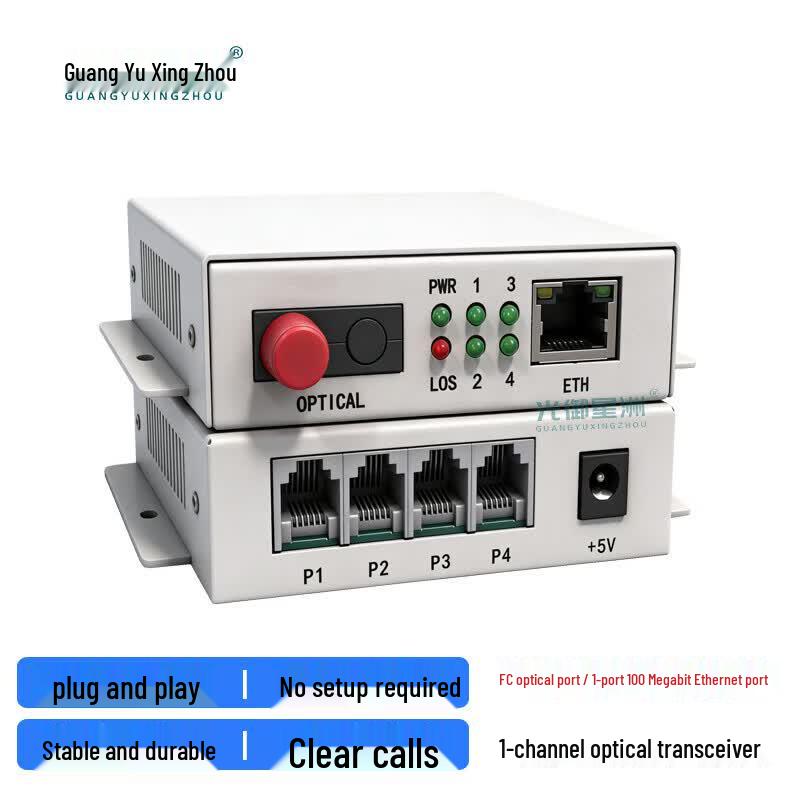 1-Channel Telephone & 100M Ethernet Fiber Optic Transceiver