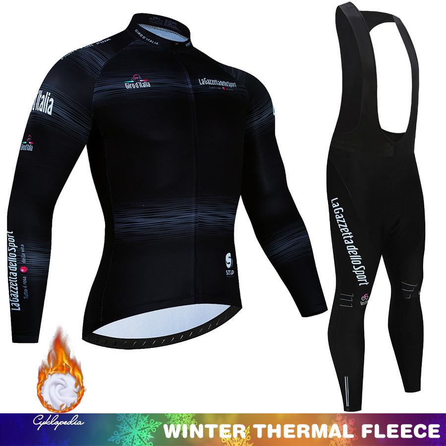 

2026 Winter Fleece Cycling Suit Set Long Sleeve Strap Set Road Bike Fleece Cycling Suit Set XS