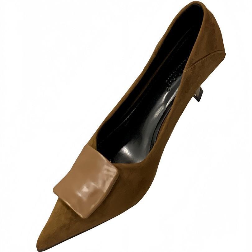 stiletto high heels pointed suede single shoes women's shoes 2025 spring and autumn French kitten heel with skirt commuter shoes