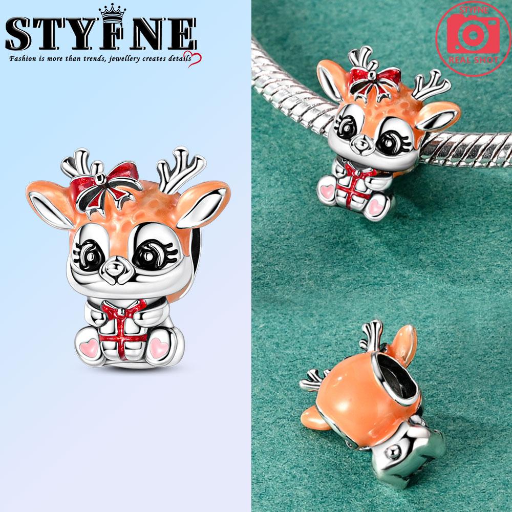 

Copper Snowflake Christmas Glow-In-The-Dark Bell Elk Charms Beads Brand Bracelet Exquisite Diy Jewelry Making Women S Gift