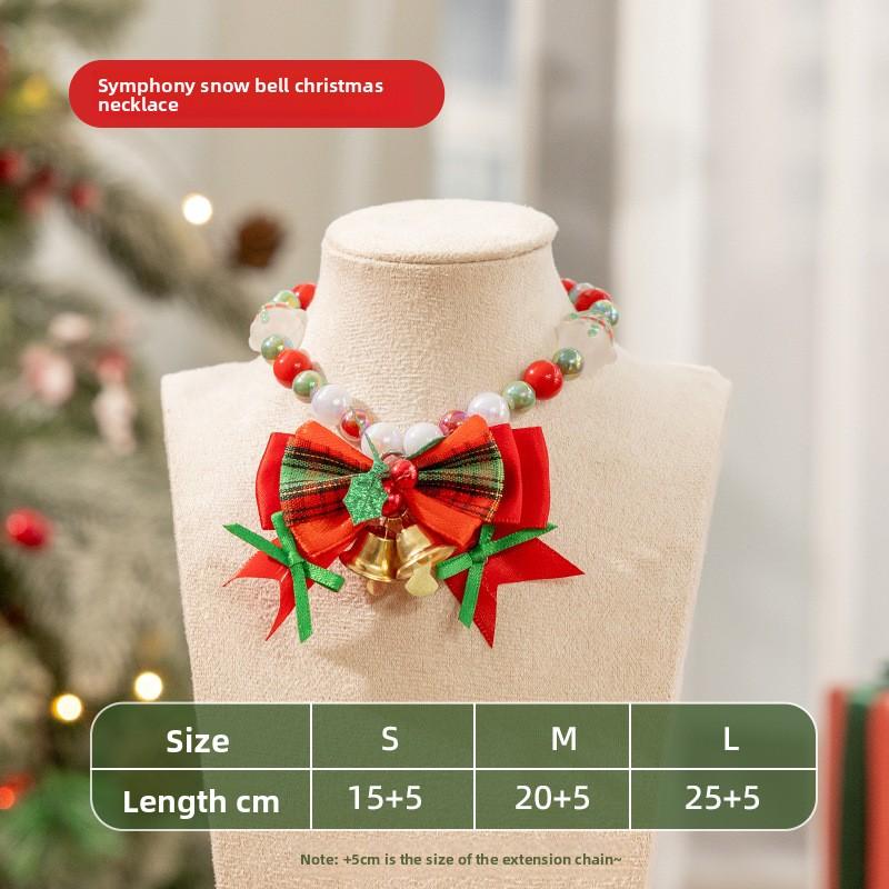 Christmas Pet Necklace - Cat Collar with Bells and A Bow - Cat Accessory - Cat Necklace