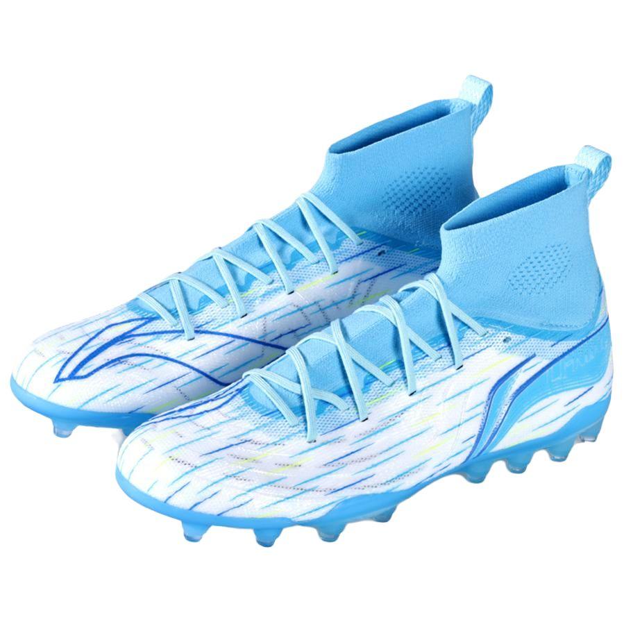New LiNing MG Rubber Short Studs Cushioning Breathable Soccer Shoes Men's White Blue YSFU035-2