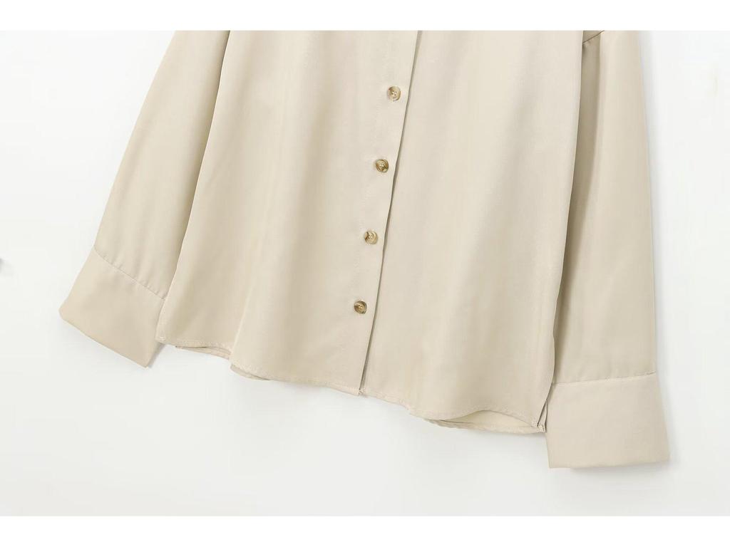2024 Winter Fashion: Turn-Down Collar, Side Button, Loose Long Sleeve Shirt for Women - European & American Style