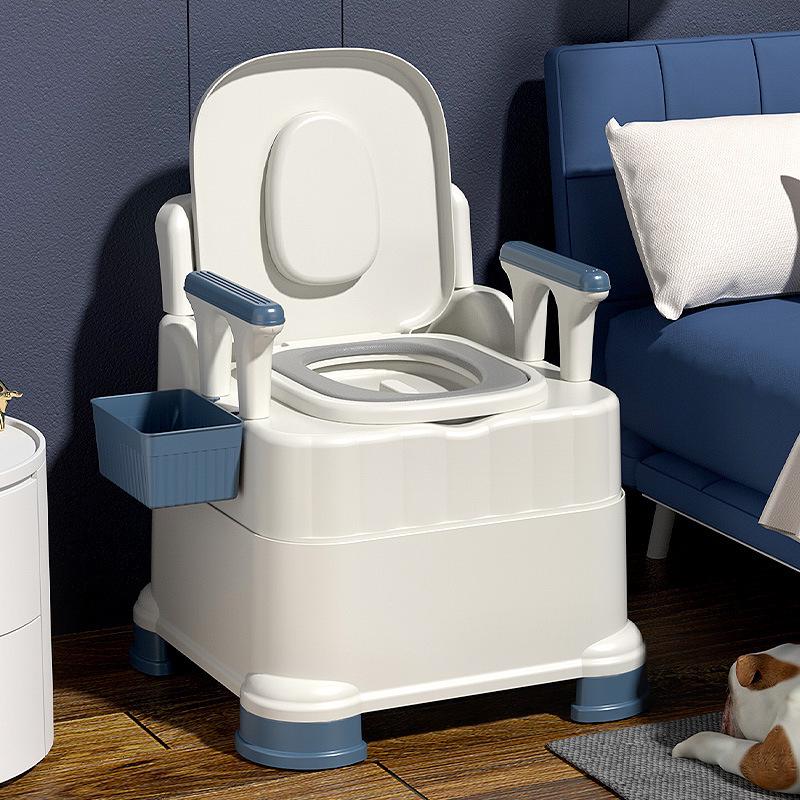 Portable Toilet Chair with Armrests for Elderly, Indoor Use, Bedside Commode for Pregnant Women.
