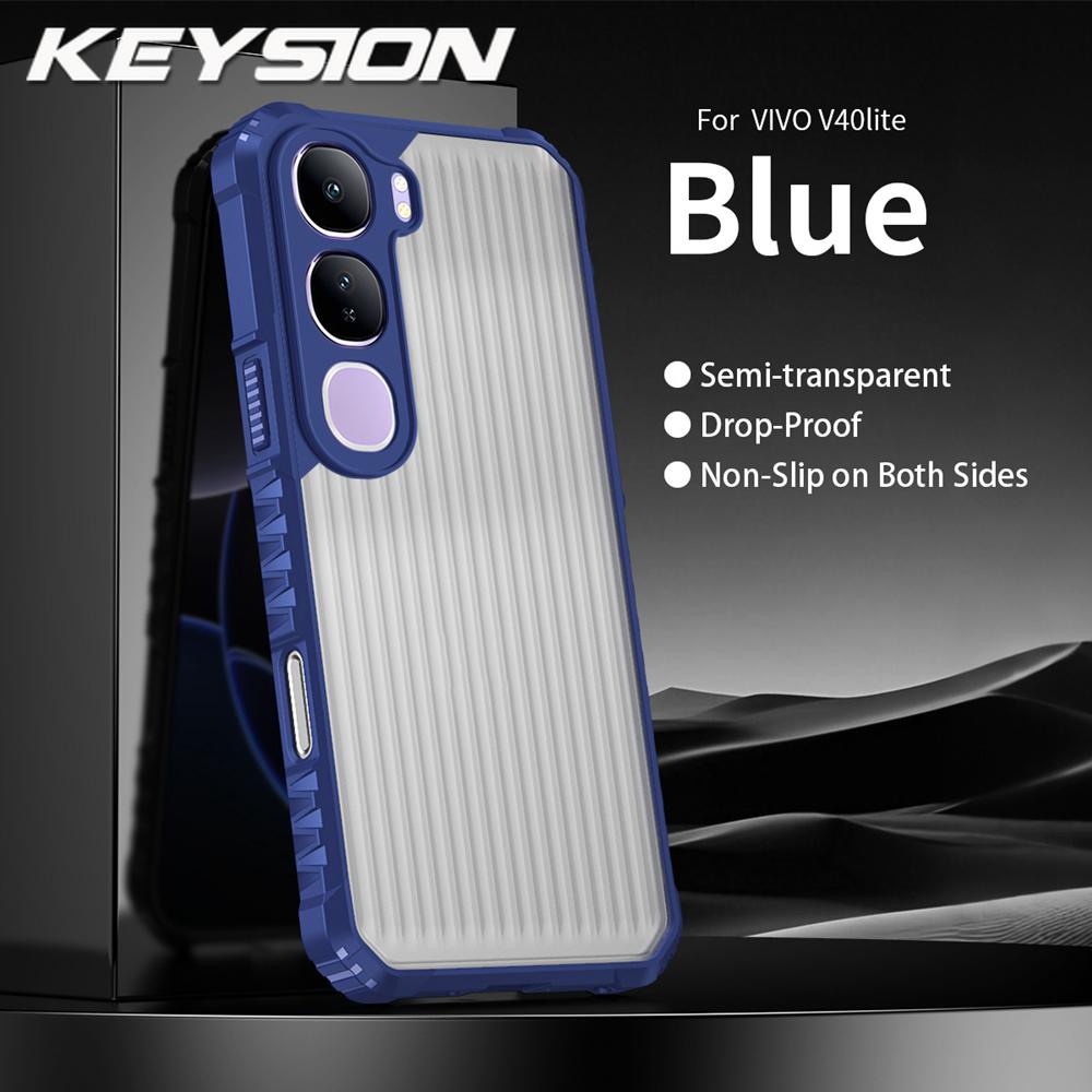 KEYSION Heavy Duty Shockproof Phone Case for VIVO V40 SE 80W V40 Lite Soft Silicone+PC Translucent Matte Back Cover for VIVO Y19S Pro Y200 5G