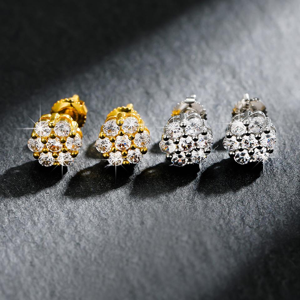 ZAKOL Exquisite Round AAA Cubic Zirconia Small Flower CZ Stud Earring Cute Shiny White Gold Color Piercing Zircon