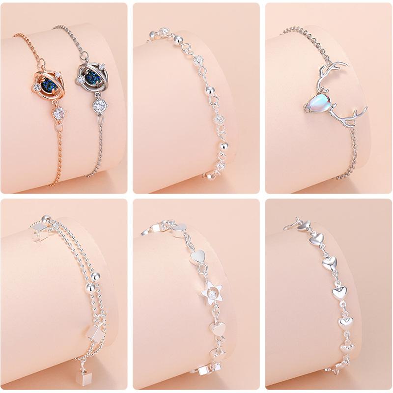 925 Silver Lucky Bead Charm Bracelet For Women Chain Round Bangles Fashion Luxury Quality Jewelry Christmas Accessories