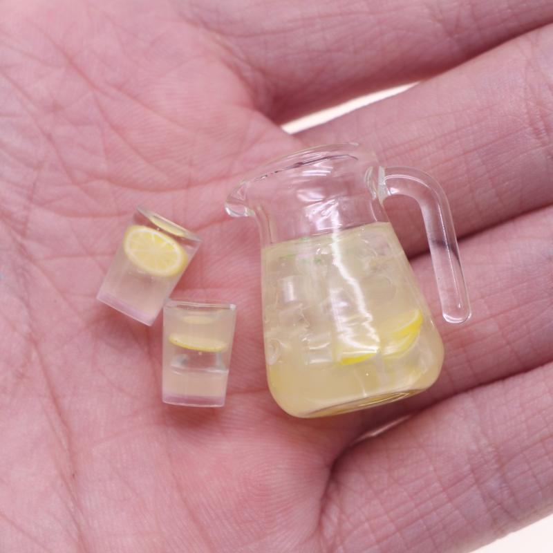 3/4Pcs Dollhouse Miniature Food Simulation Summer Iced Lemon Tea Drink For Doll House Furniture Living Room Scene Model Ornament