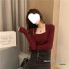 Autumn/Winter Women's Square Neck Long-Sleeve Slim Fit Solid Color Sweater - Gentle Style Two-in-One Design