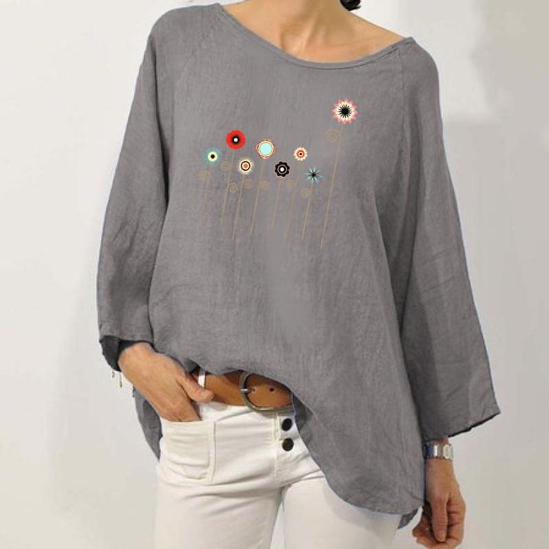 IHUASU Women's Fashion Casual Long Sleeve O-Neck Blouses & Shirts Elegant