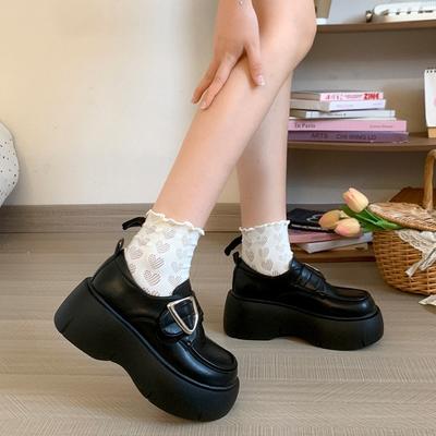 Fashion Temperament Black French Retro British Style Platform Small Leather Shoes Women's 2025 New Summer Versatile Single Shoes
