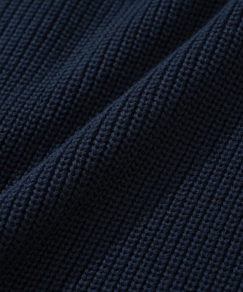 Knitted [Knitted X Fashion Planet] Cotton Waffle Round Cardigan Navy