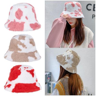 Cow Stripe Bucket Hat Warm Sun Cap Outdoor Fisherman Cap  Men Women