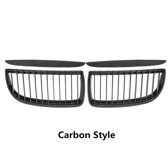 For BMW E90 E91 4 Door 2005 2006 2007 2008 #GCP-039011 Pair Front Gloss Black Double Slat Sport Kidney Grille Grill Set