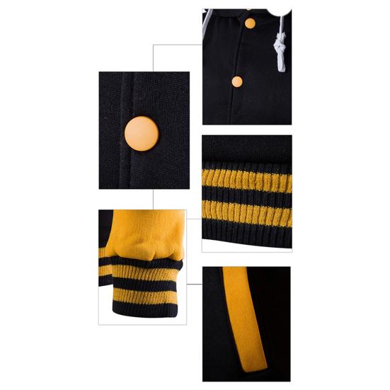 Mode Herren Winter Langarm Collegejacke Einreihig Warmer Kapuzenmantel