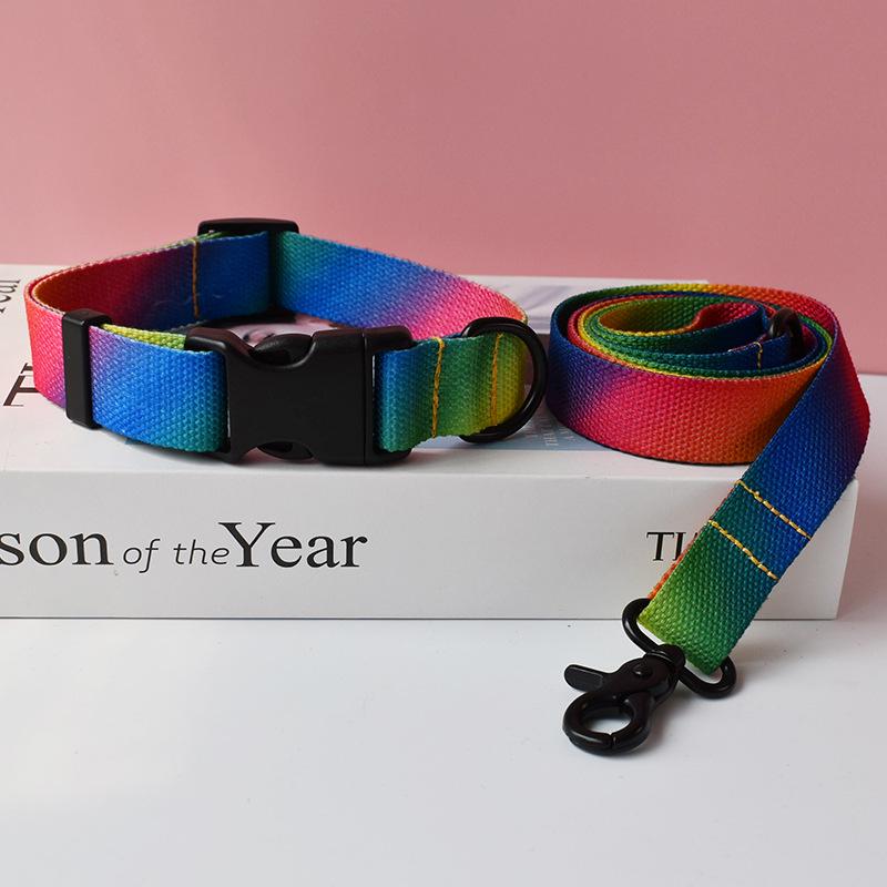 Ethnic Woven Ribbon Dog Collar & Leash Set - Cute Outdoor Style Small