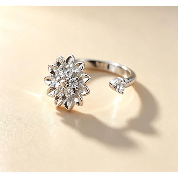 New Sunflower Rotating Ring for Women Rotatable sunflower ring with adjustable opening for stress relief