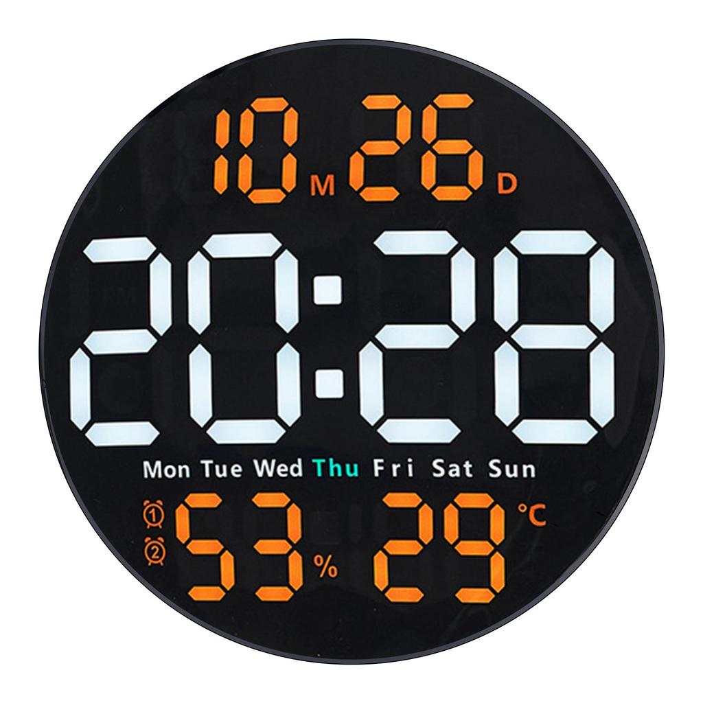 10-palcové LED digitálne nástenné hodiny s alarmom teploty a vlhkomerom