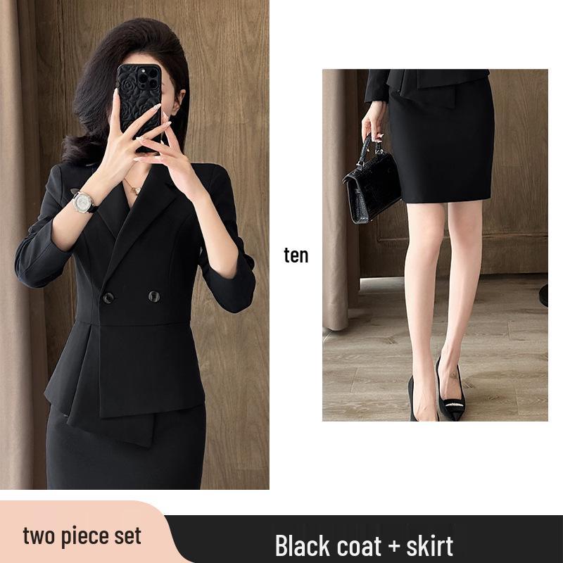 Women's Spring/Autumn Professional Suit Set - Formal Wear for Jewelry Stores, Beauty Salons, Hotel Reception, Cotton-Padded Workwear.