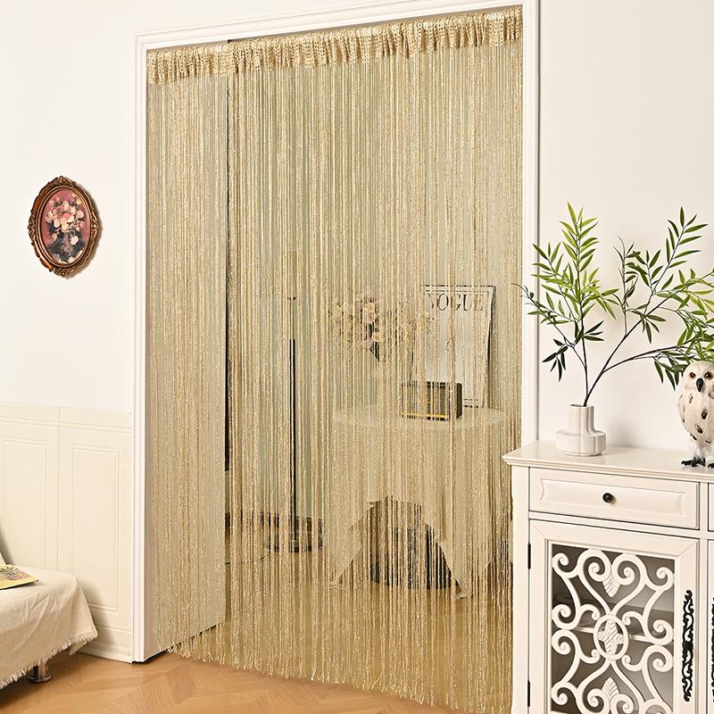 Glitter Curtains Tassel Curtains Hanging Door Curtain Encryption Partition Decoration Curtain for Door Living Room Bedroom