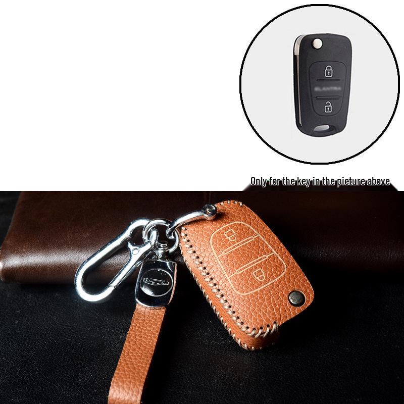 Hyundai Smart Key Cowhide Lanyard Case for Sonata, IX35, Tucson, Elantra, Yuedong, Santa Fe