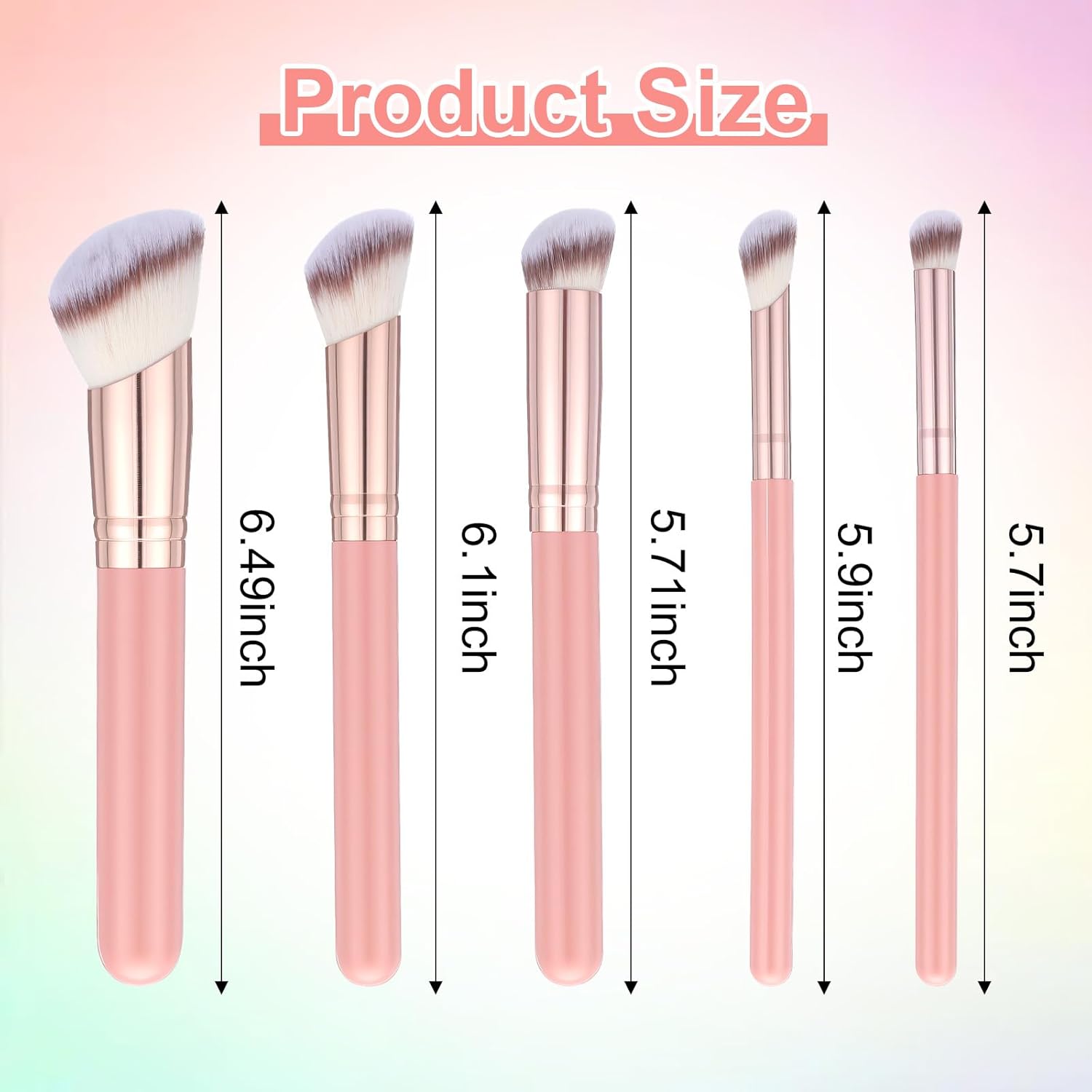 5 Pcs Angled Pink Foundation Brush, Concealer Bronzer Brush Multifunction Makeup Brushes Set Angled Contour Brushes for Powder Eyeshadow Contour (5