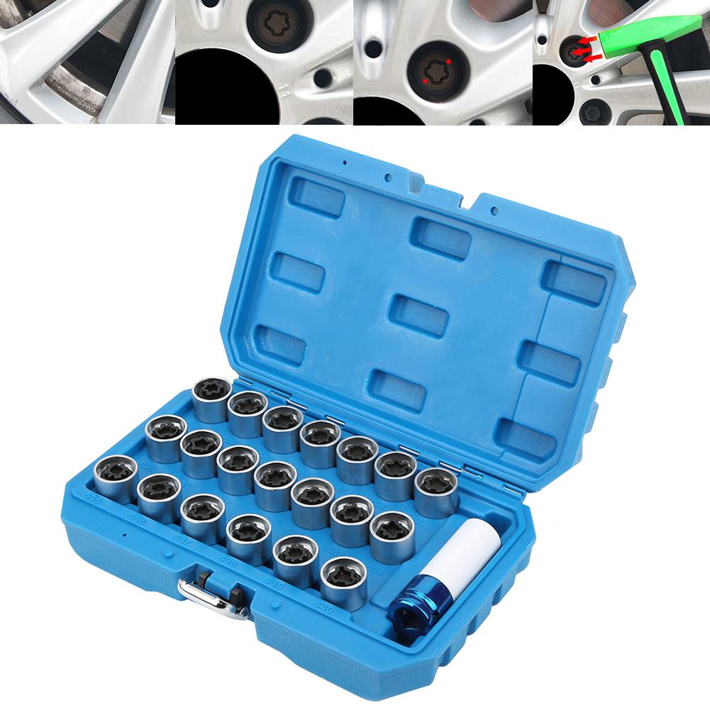 21Pcs Set Wheel Locking Lug Nut Key Set Remover Installation AntiTheft Kit Fit for Mini Series E12 E21 E23