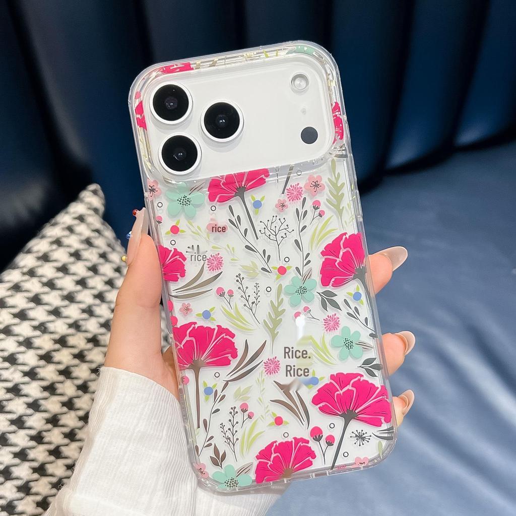 Capa de Telefone Floral Apple 17 ProMax – Design Estético de Cobertura Total para Proteção Dois em Um