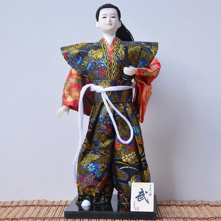 Traditional 12inch Japanese Samurais Dolls in Kimonos for Home Display and Collector's Item