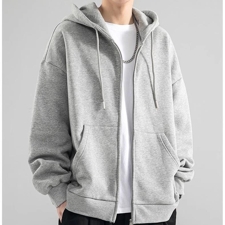 Men's Japanese-Korean Style Loose Zipper Hoodie - Trendy Early Autumn/Winter Casual Jacket