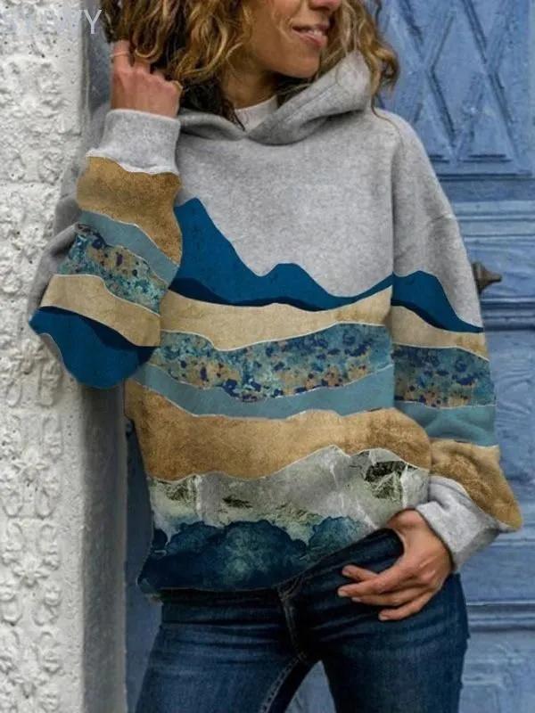 

Hooded Slim Long-sleeved Printed Sweatshirt XL