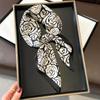 [Wholesale] Hangzhou Silk Black and White Rose Silk Medium Square Scarf Mulberry Silk Scarf Spring and Autumn Silk Scarf Versatile Scarf