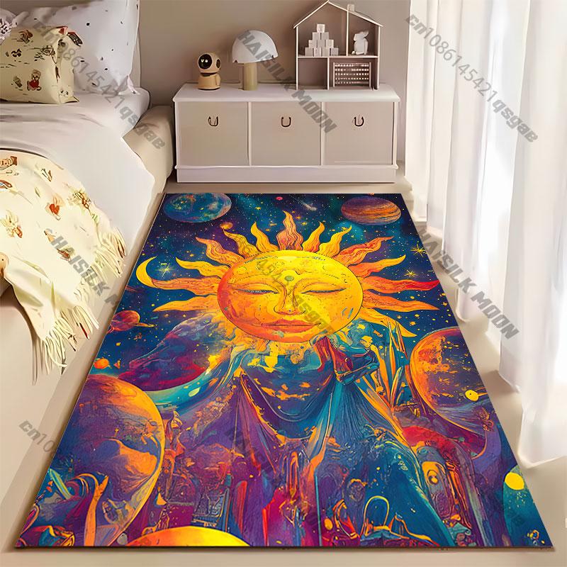 Cosmic sun planets vibrant universe carpet Yoga living room room decor children's crawling mat doormat area rug games mat