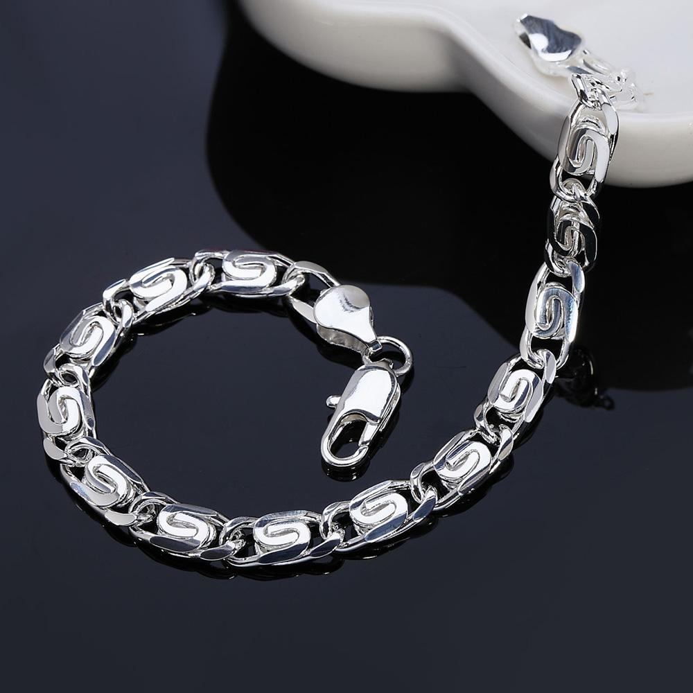 Bracciale laterale in argento sterling 925, gioielli di moda