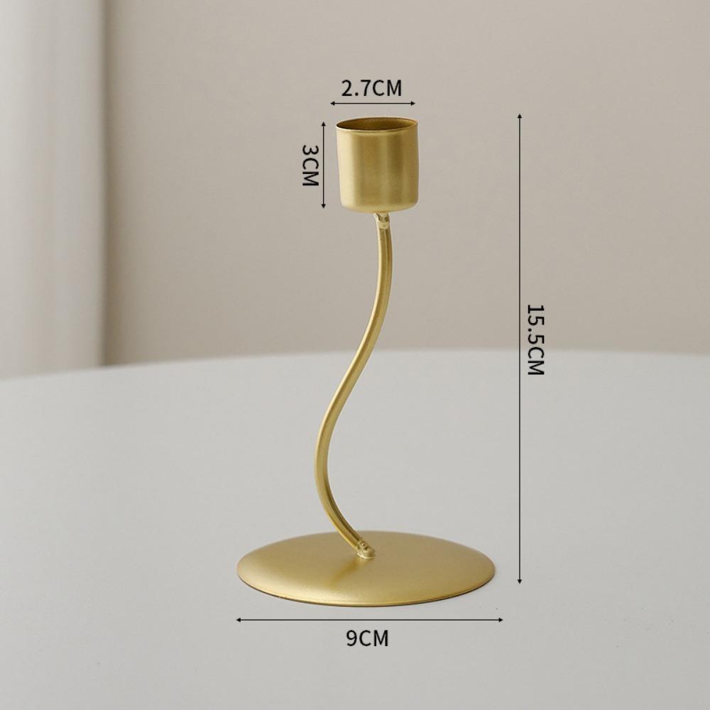 Iron Candlestick Crafts Golden Candle Holder Simple Desk Candle Ornament  Romantic Decorations