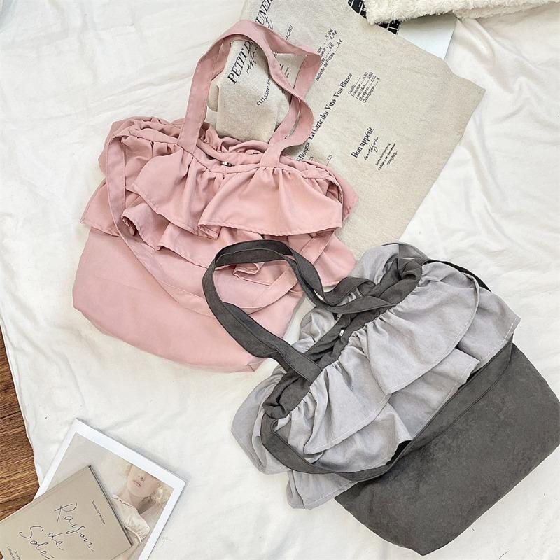 3 Large-capacity Bud Bags, Cute Ruffle Edge Shoulder Bags, Student Class Bags, Going Out Messenger Bags