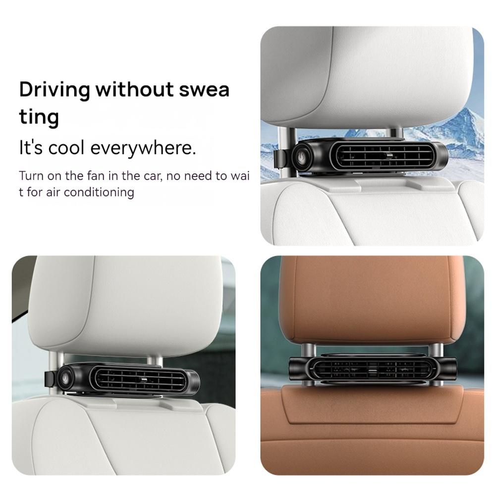 Portable Car Seat Fan for Front Rear Seat Passenge Type-C Powered Headrest Cooling Air Fan Adjustable Strap Car Interior Fan
