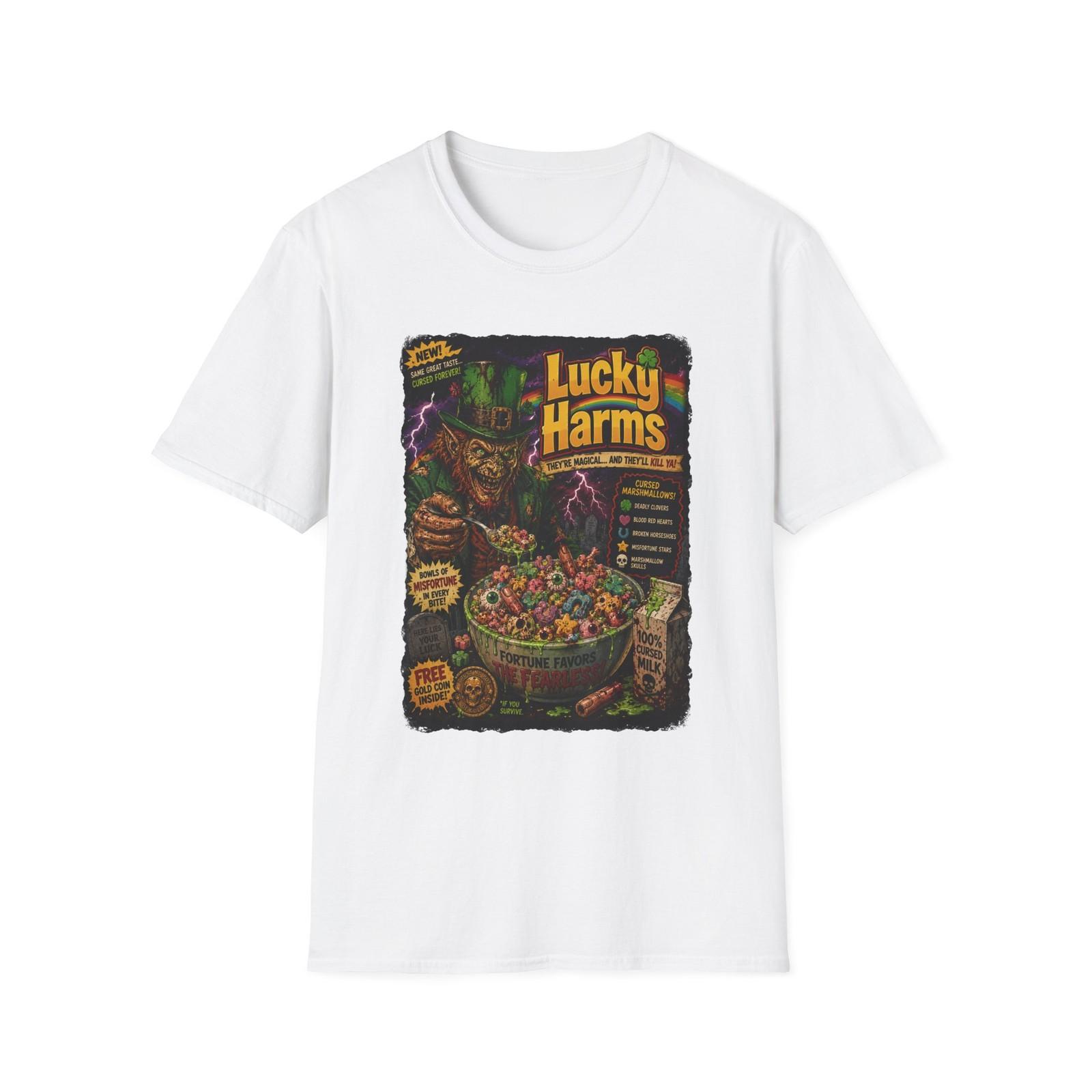 Lucky Harms cereal bowl T-Shirt | spooky leprechaun horror design S разноцветный